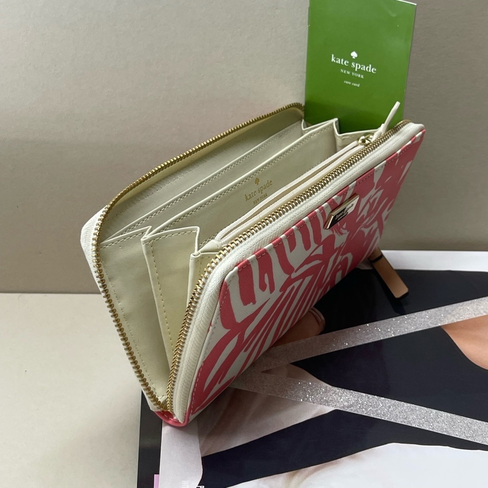 (new+tag) Kate Spade neda wallet brightwater drive blush pink feather leaves - Picture 11 of 12